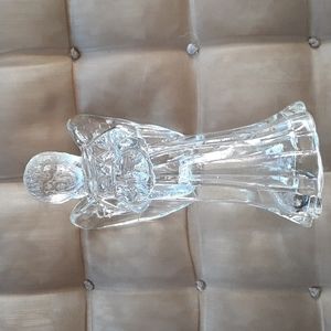Vintage heavy pressed glass angel candle holder.